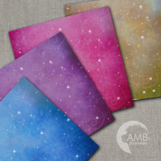 Star watercolor digital paper, Photograph background, sky background, starlit paper, sky digital paper, magical paper,  AMB-1452