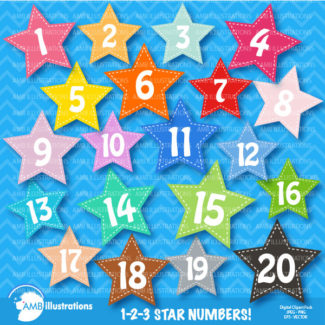 Stars and Numbers Clipart