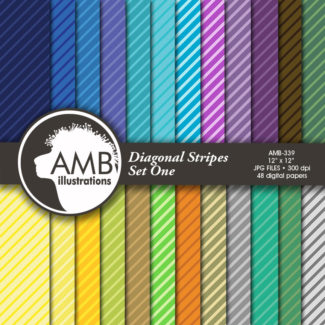 Stripes digital papers, Multi-colored papers, Striped papers, scrapbook, diagonal papers, digital download, AMB-339