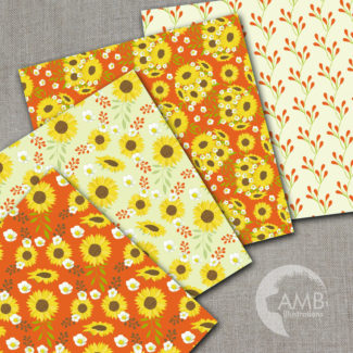 Hot Summer Sunflowers Digital Themed papers AMB-1433