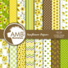 Sunflower digital papers, Floral papers, Sunflower Scrapbook papers, Reds, Yellows and Green Floral Papers, Commercial use, AMB-1428