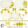Sunflower frames clipart, Wedding frames clipart, shabby chic, sunflowers, sunflower border,  commercial use,  AMB-1429