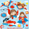 Superhero Clipart, Super Hero Clipart, Super Hero Girls Clipart, Super Girl, commercial-use, AMB-1033