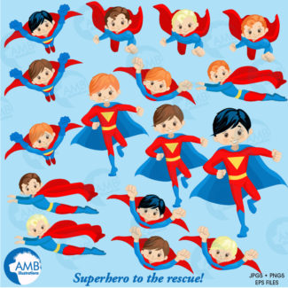 Superhero Clipart, Superhero digital Clipart, Super Hero Clipart, Hero Clipart, Superhero, commercial-use, instant download AMB-1345