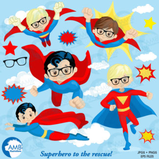 Superhero Clipart, Superhero digital Clipart, Super Hero Clipart, Hero Clipart, Superhero, commercial-use, instant download AMB-1345