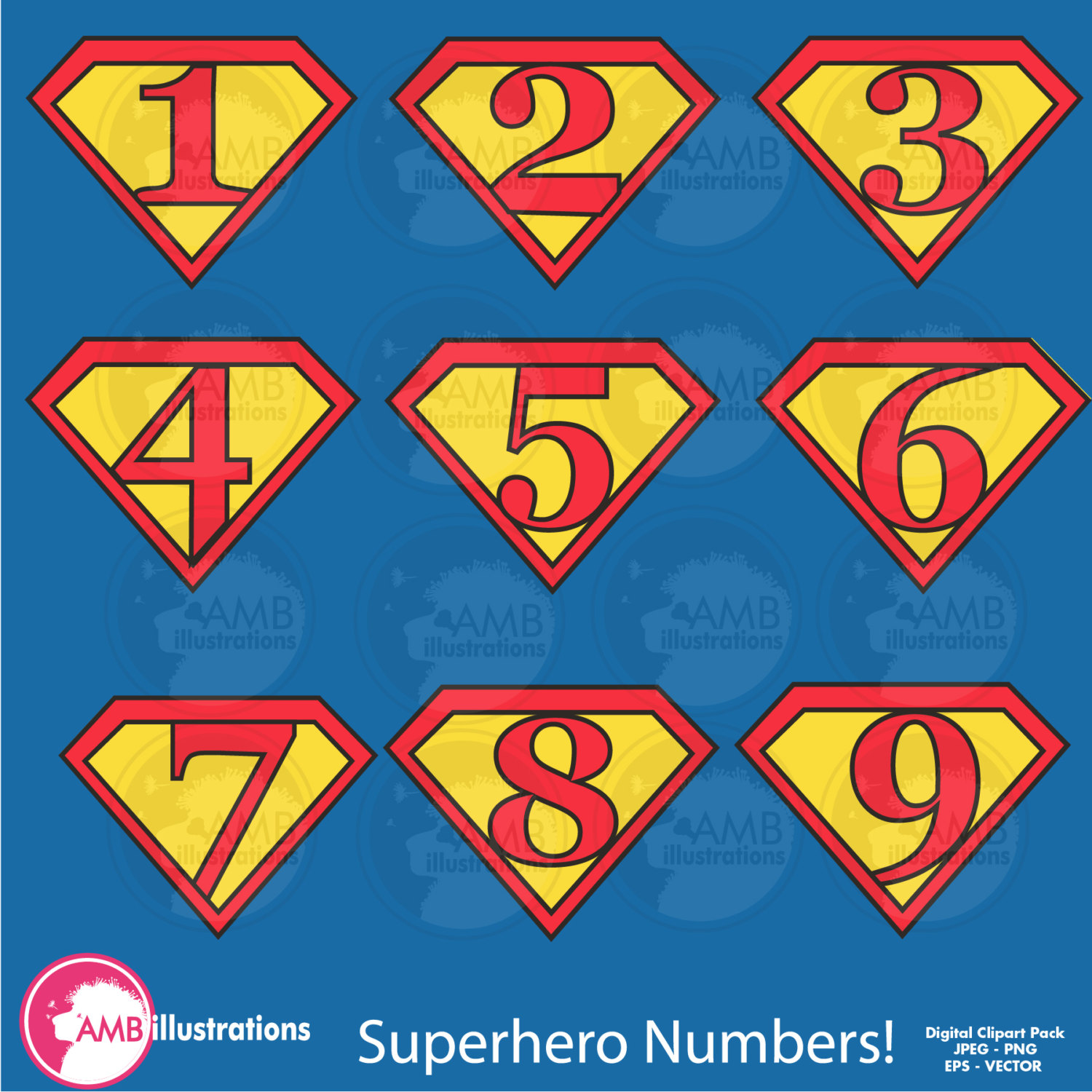 superhero numbers and symbols ambillustrationscom