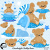 Teddy Bear Clipart, Baby Boy Nursery clipart, Slumber Party, Baby Boy, Baby Bear, Baby Shower, Commercial Use, AMB-982