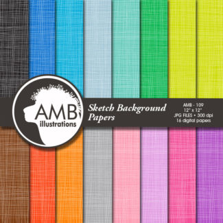 Texture Digital Papers, Sketch Digital Pattern, Color on color backgrounds, scrapbook papers for invites and crafts, AMB-109
