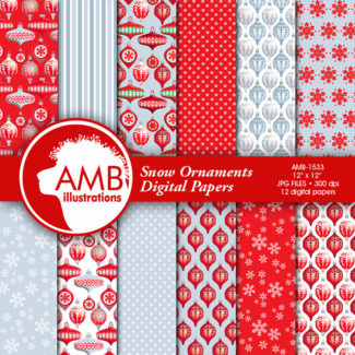 Traditional Christmas digital paper, Holiday Backgrounds, Scrapbooking, Christmas ornament paper, instant download, AMB-1533