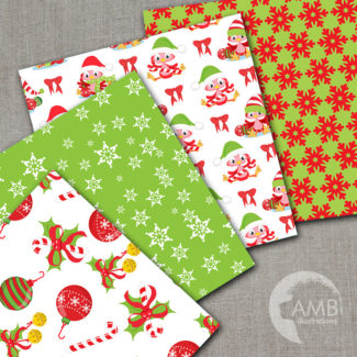 Traditional Christmas digital paper, Holiday Backgrounds, Scrapbooking, commercial use, digital clipart, instant download, AMB-1101