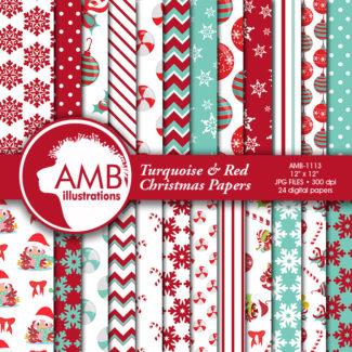 Traditional Christmas digital paper, Holiday Backgrounds, Scrapbooking, commercial use, digital clipart, instant download, AMB-1113
