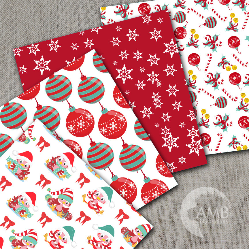 Holiday Backgrounds instant download AMB-1113 Traditional Christmas digital paper comm-use digital clipart Scrapbooking