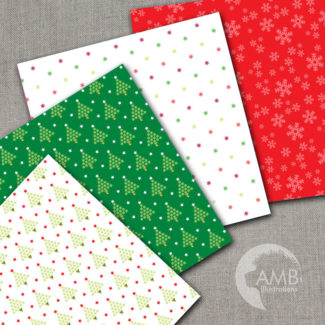Traditional Christmas digital paper, Holly Jolly Papers, Holiday digital paper, commercial use, instant download, AMB-1540