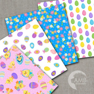 TEaster Chick TRIO Papers and Clipart
