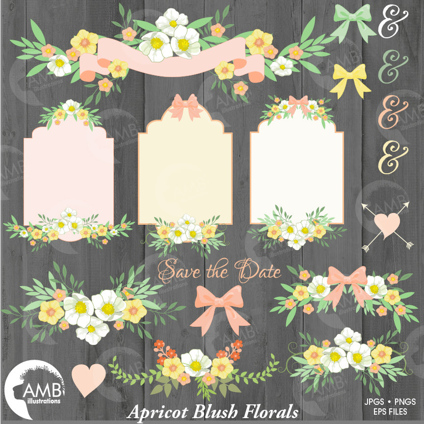 TRIO Florals Wedding Frames and Papers | AMBillustrations.com