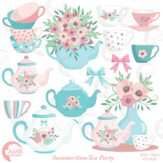 TRIO Garden Party Wedding Clipart and Papers, Garden Party Backgrounds, AMB-1676