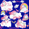 Unicorns cliparts, white and Pink Unicorn clip art, horse clipart, unicorn baby clip art, girl unicorn, AMB-1381