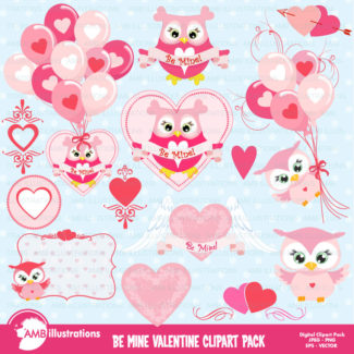 Valentine clipart, Owl clipart, Valentine owl, heart clipart, commercial use, vector graphics, digital clip art, AMB-1147