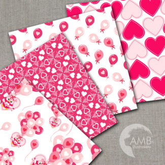 Be Mine Valentines Day Owls Patterns, Heart digital papers, Owl Digital Papers, Valentines Day papers, Commercial Use, AMB-1166