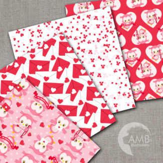 Valentine's Day Owls and Hearts Patterns AMB-1181