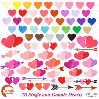 Valentine hearts Mega pack, Heart clipart, Hearts, commercial use, vector graphics, digital clip art, digital images - AMB-1146