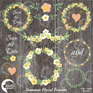 Wedding clipart, Rustic Wedding clipart, Bridal shower clipart, Floral clipart, shabby chic wedding clipart,floral clipart, AMB-1309
