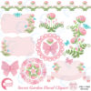 Wedding Floral clipart, Flower clipart, Banners and Flowers, Vintage Shabby Chic Clip Art, Pink Floral clipart, AMB-1062
