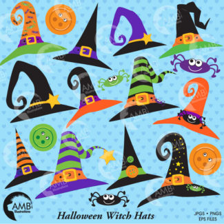 Witch hat clipart, Halloween clipart, Halloween clip art, Witch clipart, Halloween invitation, commercial-use, AMB-207