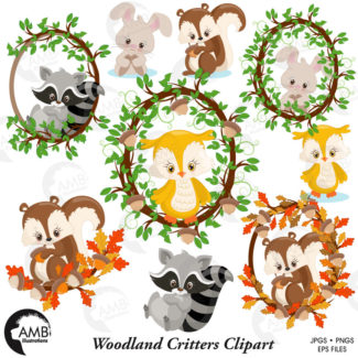 Woodland Forest Animals clipart, Woodland animals clipart, Animal clipart,  commercial use, vector graphics, digital, AMB-1178