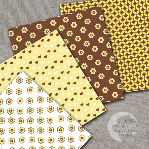 Yellow and Brown Digital Papers, Pastel Papers, Mix and Match Papers, Nursery Papers, Polkadots Papers, Commercial Use, AMB-839