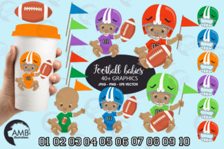 African American Baby Boy Football Clipart