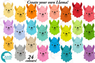 Llama Heads in 24 Colors