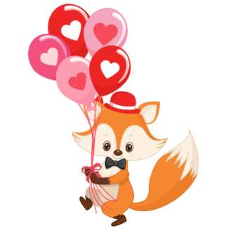 Fox holding balloons freebie 01