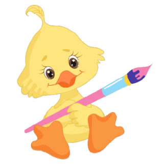 Easter Chick With Paint Brush Clipart