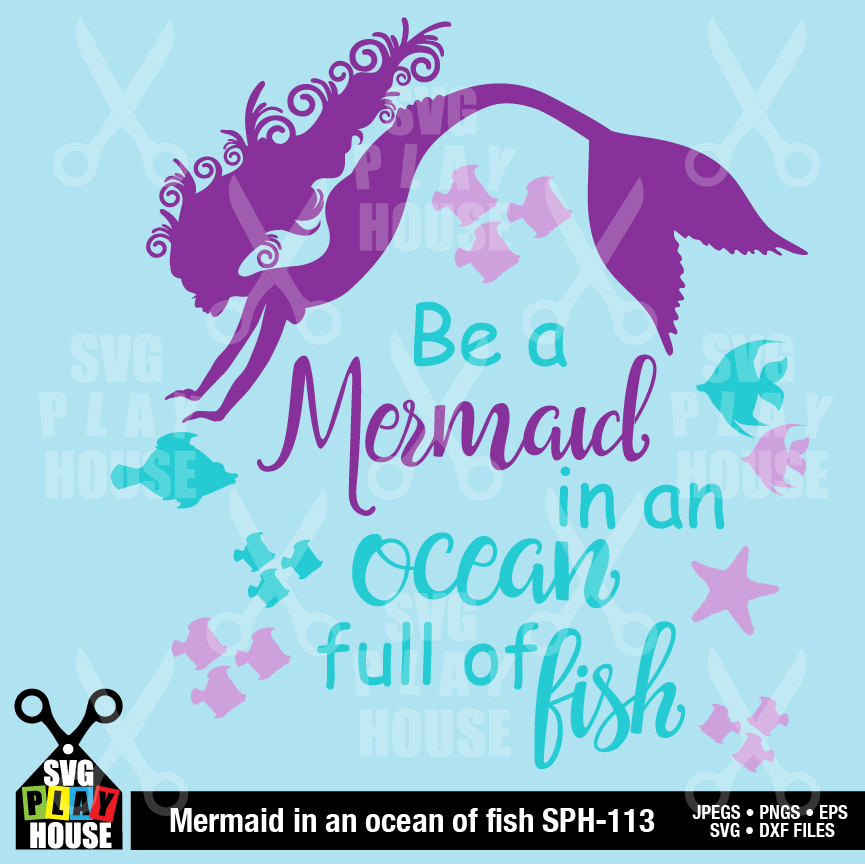 Download Mermaid in an ocean of fish, SVG file, Mermaid SVG ...