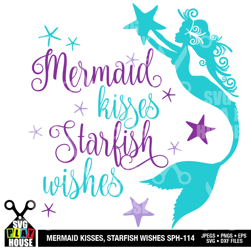 Download Mermaid kisses, SVG file, Mermaid SVG | AMBillustrations.com