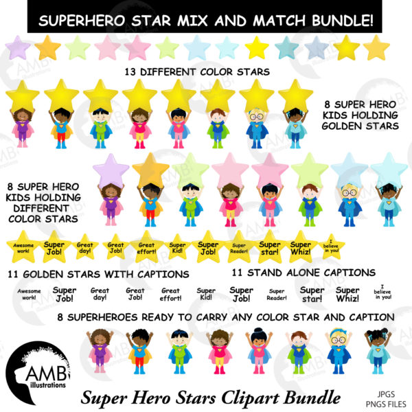 Multi-Cultural Superhero Stars Bundle