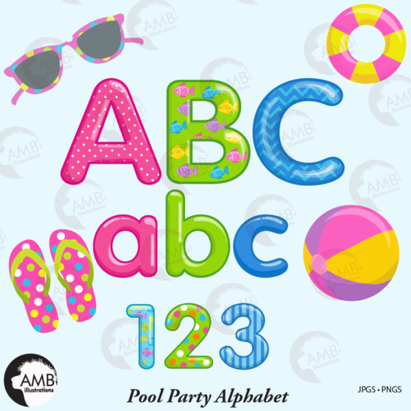 Pool Party Alphabet and Numbers