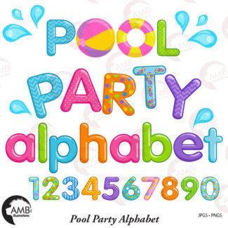 Pool Party Alphabet and Numbers