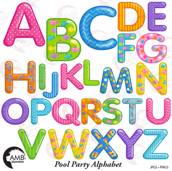 Pool Party Alphabet and Numbers