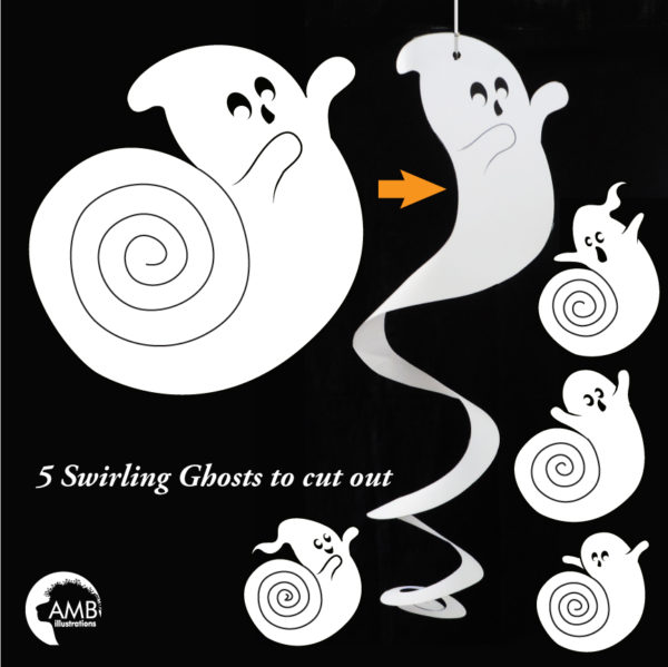 Swirly Ghosts printable