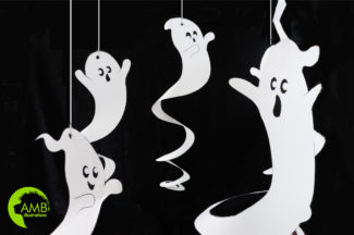 Halloween Swirly Ghosts Printable - AMBillustrations.com