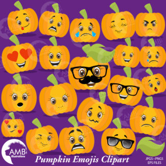 Halloween Pumpkin Faces emojis clipart