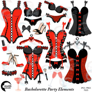 Red and Black Bachelorette Lingerie
