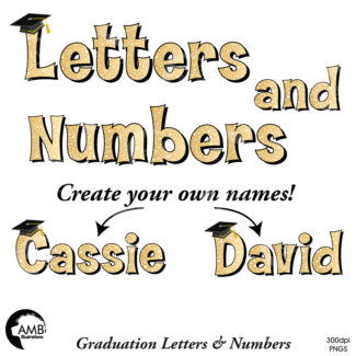 Graduation Gold Alphabet and Numbers