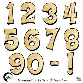 Graduation Gold Alphabet and Numbers