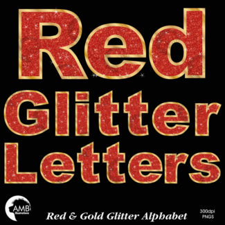 Red and Gold Glitter Bokeh Letters