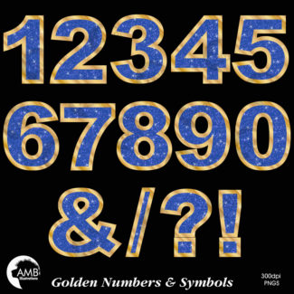 Blue and Gold Numbers and Symbols