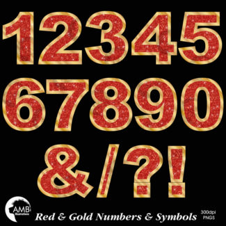 Red and Gold Numbers and Symbols