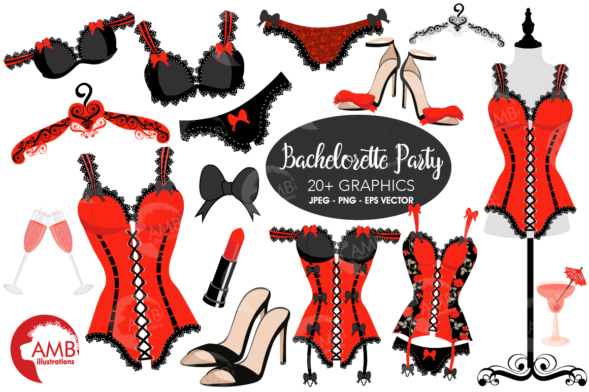 Red And Black Bachelorette Lingerie 
